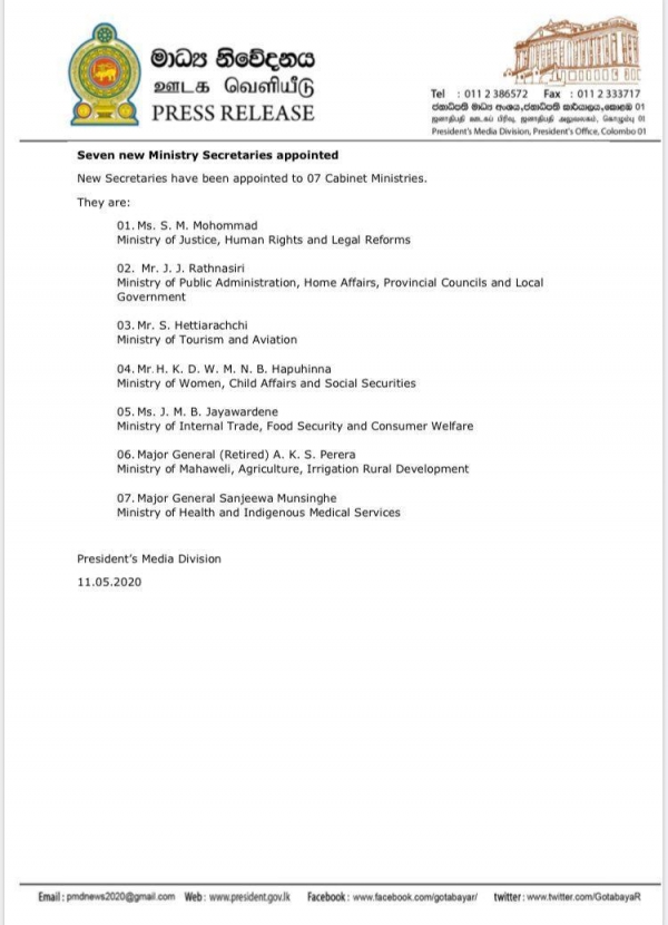 Seven Ministries Get New Secretaries: Retired Military Appointed Secretary To The Ministry Of Agriculture