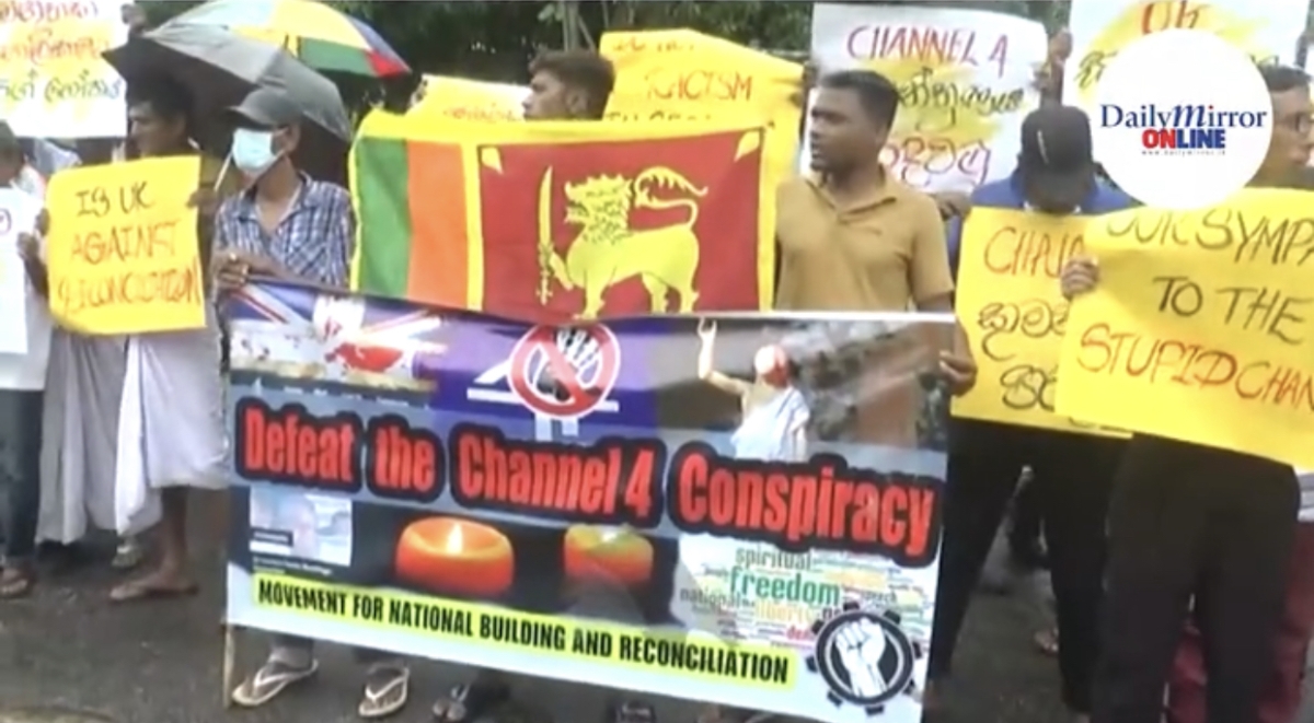 Pro-Rajapaksa Protesters Demand Legal Action Against Channel 4 Over Easter Sunday Attacks Documentary