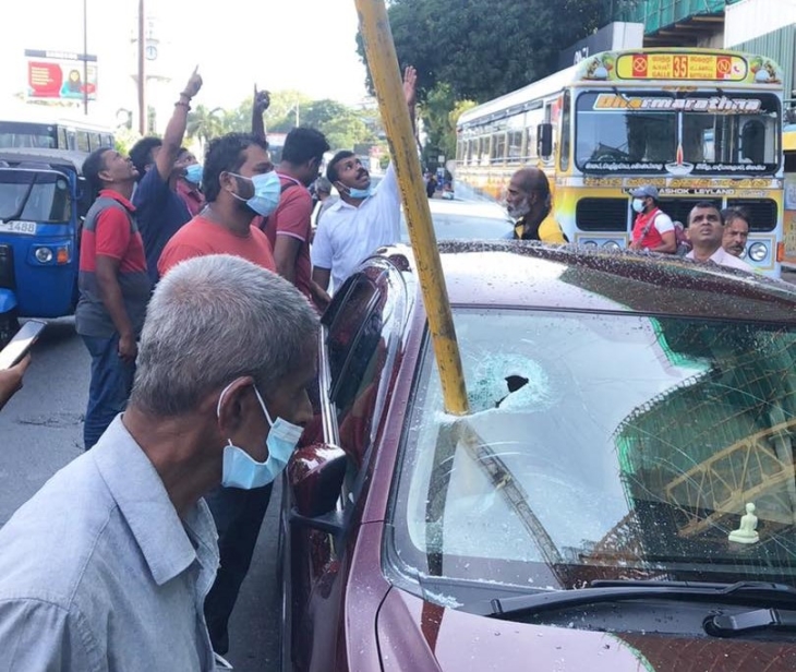 Iron bar rips through car windshield in Townhall