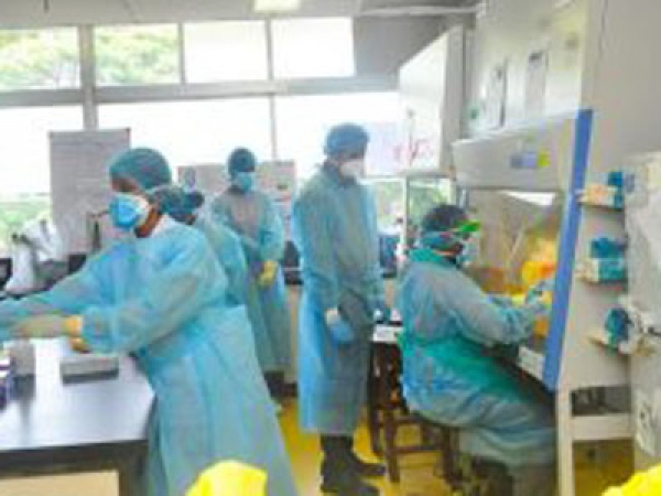 Chinese technicians arrive, repairing of PCR testing machine underway