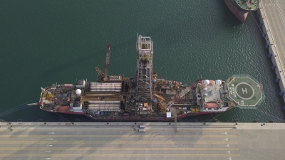 Drill-Ship Berthed At Hambantota International Port For Warm Lay-Up