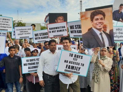 Demonstration In Colombo Demanding Justice For Kamar Nizamdeen, Sri Lankan &quot;Terror Suspect&quot; Held In Australia