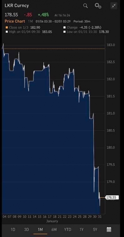 Sri Lanka Rupee Appreciates After Continuous Downward Trend: Bloomberg Data Shows Appreciation By 2.38%