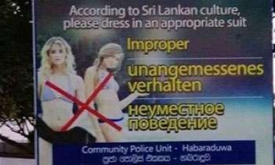 &quot;Dress Code Policing&quot; Signboards In Habaraduwa Removed By Police After Intervention By SLTDA