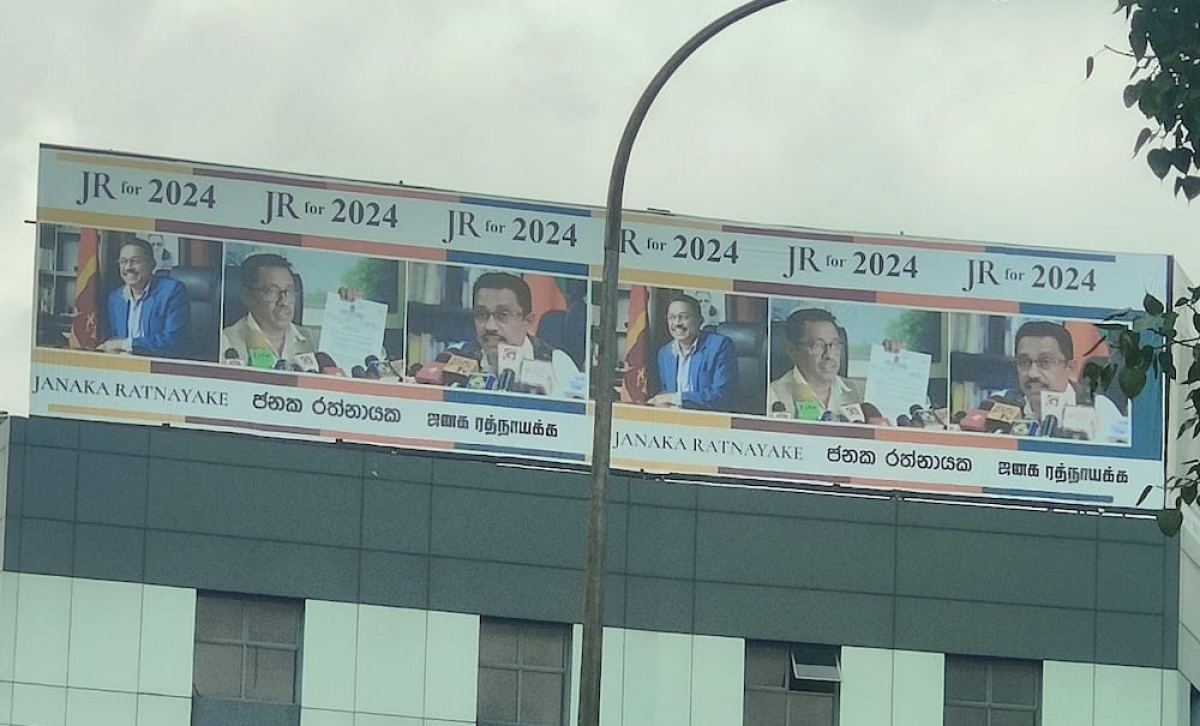 Ousted PUCSL Chairman Janaka Ratnayake Launched Presidential Campaign: Boards Appear in Borella Promoting “JR for 2024”