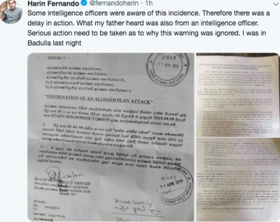 Harin Blames Intelligence Agencies For Not Taking Action On Prior Warnings: Shares Documents That Was Earlier Called &quot;Fake&quot; By Government